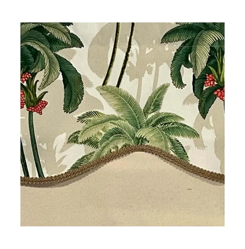 Rlf Home Shadow Gimp Trim Detail Printed Palm Glory High Quality Valance 3" Rod Pocket 50" x 16" Aloe Green