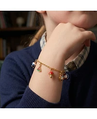 GiGiGirl 14k Yellow Gold Plated Adjustable Bracelet with Multi-Shaped Charms for Kids