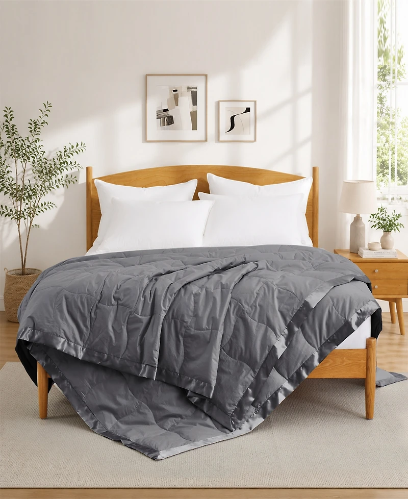 Unikome Oversized Lightweight Satin Trim Feather and Down Blanket