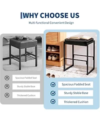 gaomon Bar Stools Set of 2, Mid-Century Modern Counter Height Stools, Synthetic Leather Upholstery, 26-Inch Height, Suitable for Kitchen Island