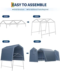 gaomon 7x10 Ft Outdoor Portable Storage Shelter Shed,Heavy Duty Waterproof Tarp,Motorcycle Garage with Roll-up Zipper Door