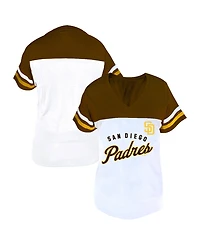 Fanatics Women's Profile White/Brown San Diego Padres Plus Two-Stripe V-Neck T-Shirt