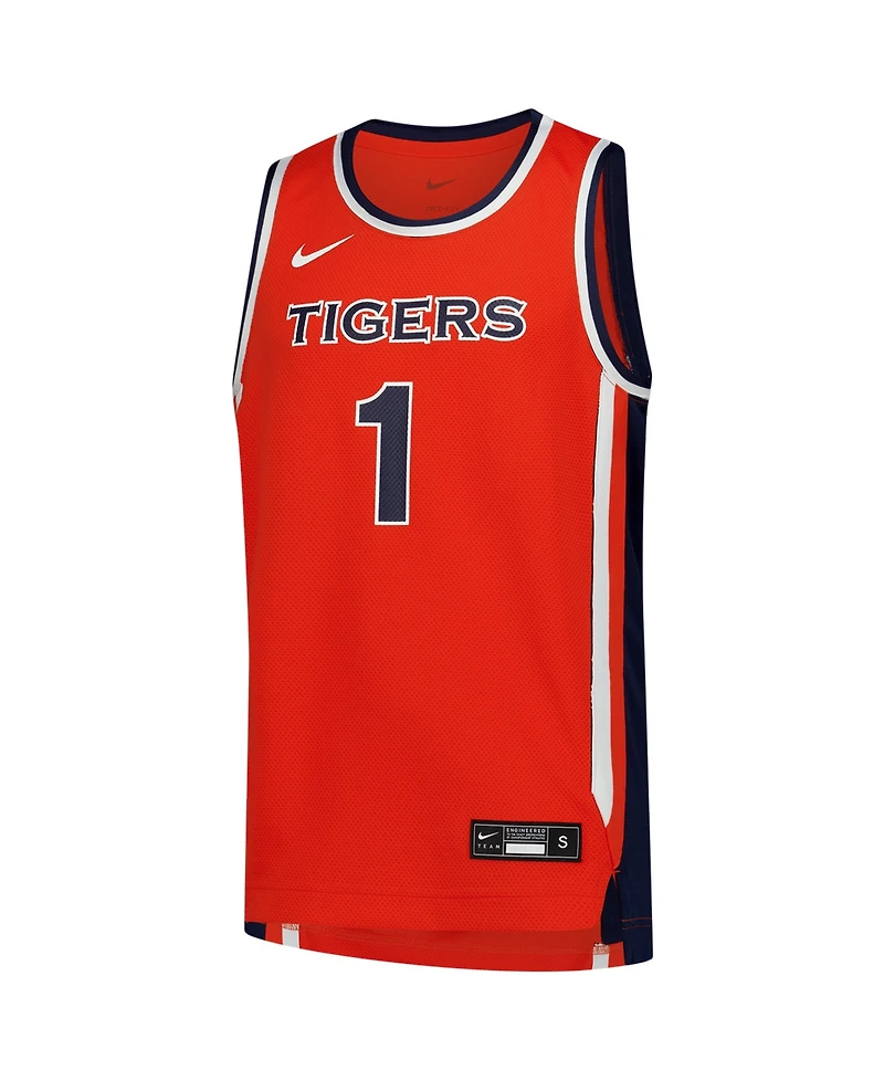 Nike Big Boys and Girls 1 Orange Auburn Tigers Replica Basketball Jersey