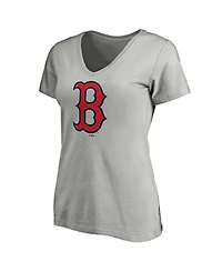 Logo Athletic Women's Gray Boston Red Sox V-Neck T-Shirt