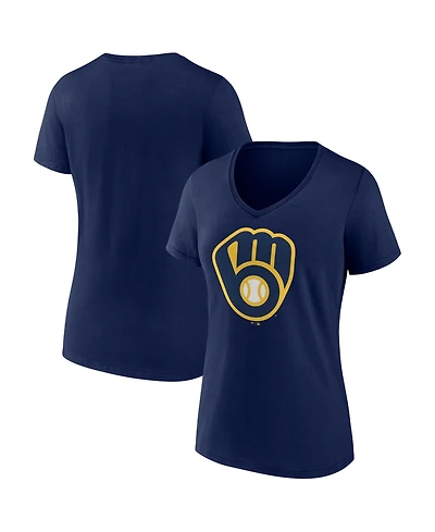 Logo Athletic Women's Navy Milwaukee Brewers V-Neck T-Shirt