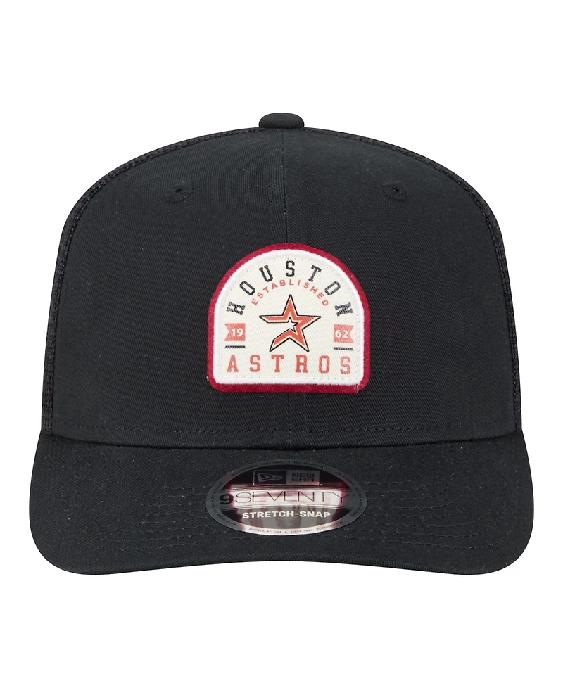 New Era Men's Black Houston Astros Throwback Contest 9SEVENTY Adjustable Trucker Hat