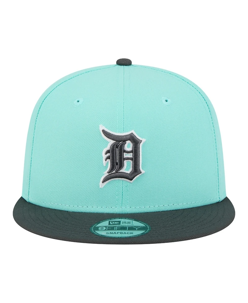 New Era Men's Turquoise/Charcoal Detroit Tigers Two-Tone Color Pack 9FIFTY Snapback Hat