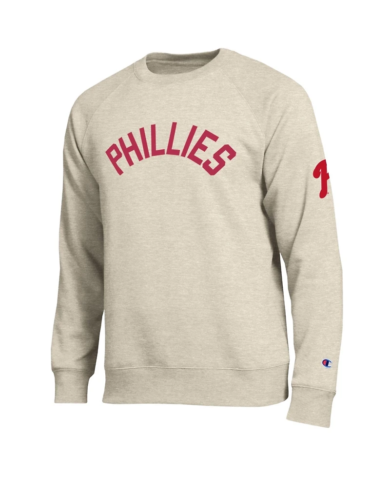 Champion Men's Oatmeal Philadelphia Phillies All-Star Soft Felt Raglan Sweatshirt
