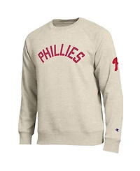 Champion Men's Oatmeal Philadelphia Phillies All-Star Soft Felt Raglan Sweatshirt
