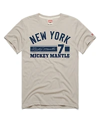 Homage Men's Mickey Mantle Stone New York Yankees Signature Name & Number Tri-Blend T-Shirt
