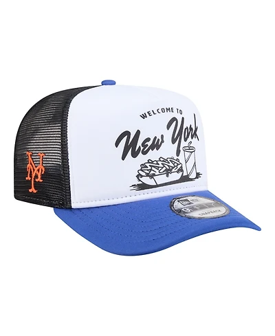 New Era Men's White/Royal New York Mets Foodie A-Frame 9FIFTY Trucker Snapback Hat