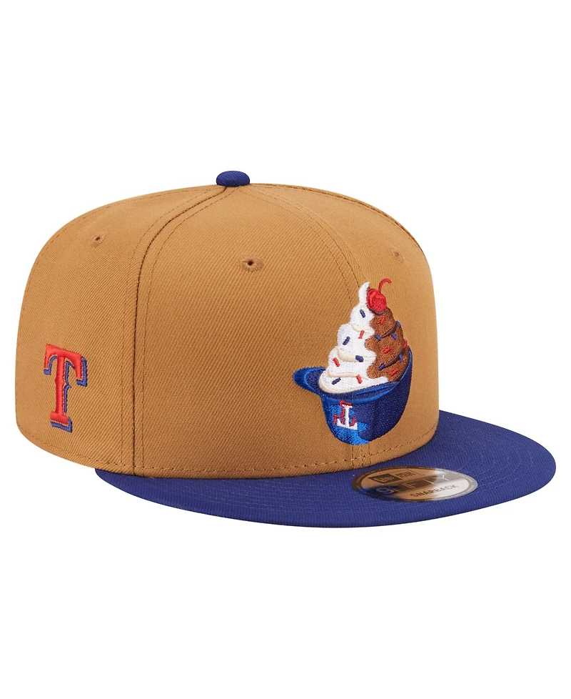 New Era Men's Khaki/Dark Blue Texas Rangers Ice Cream 9FIFTY Snapback Hat