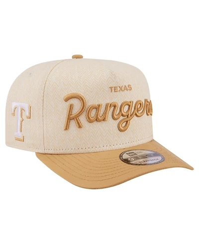 New Era Men's Cream Texas Rangers Herringbone 9FIFTY A-Frame Snapback Hat