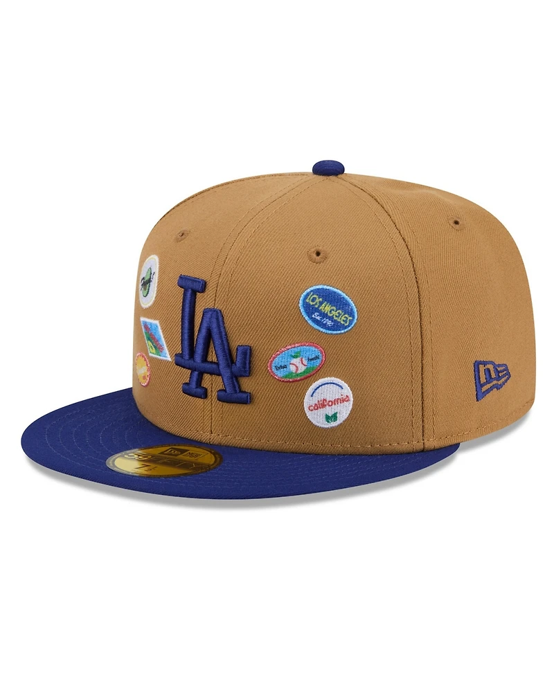 New Era Men's Tan Los Angeles Dodgers Fruit Sticker 59FIFTY Fitted Hat