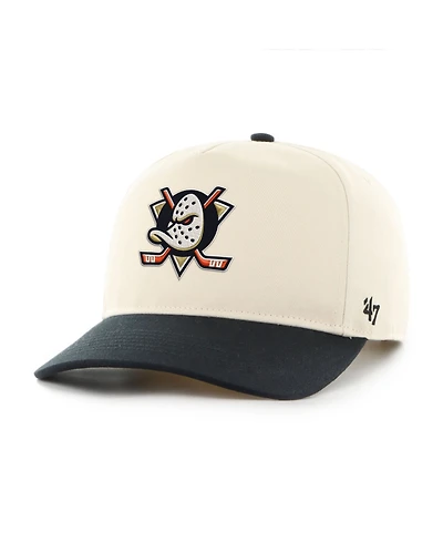 '47 Brand Men's Cream/Black Anaheim Ducks Logo Hitch Adjustable Hat