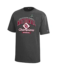 Champion Big Boys and Girls Heather Black Oklahoma Sooners 2026 Ncaa Baseball Men's College World Series Locker Room T-Shirt