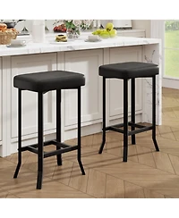 gaomon 24.6 Inch Bar Stools, Set of 2 Bar Chairs, High-Quality Faux Leather Barstools with Irregular Legs