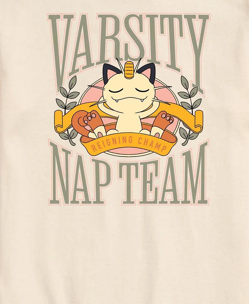Airwaves Men's Pokemon Meowth Varsity Nap Team Graphic T-Shirt