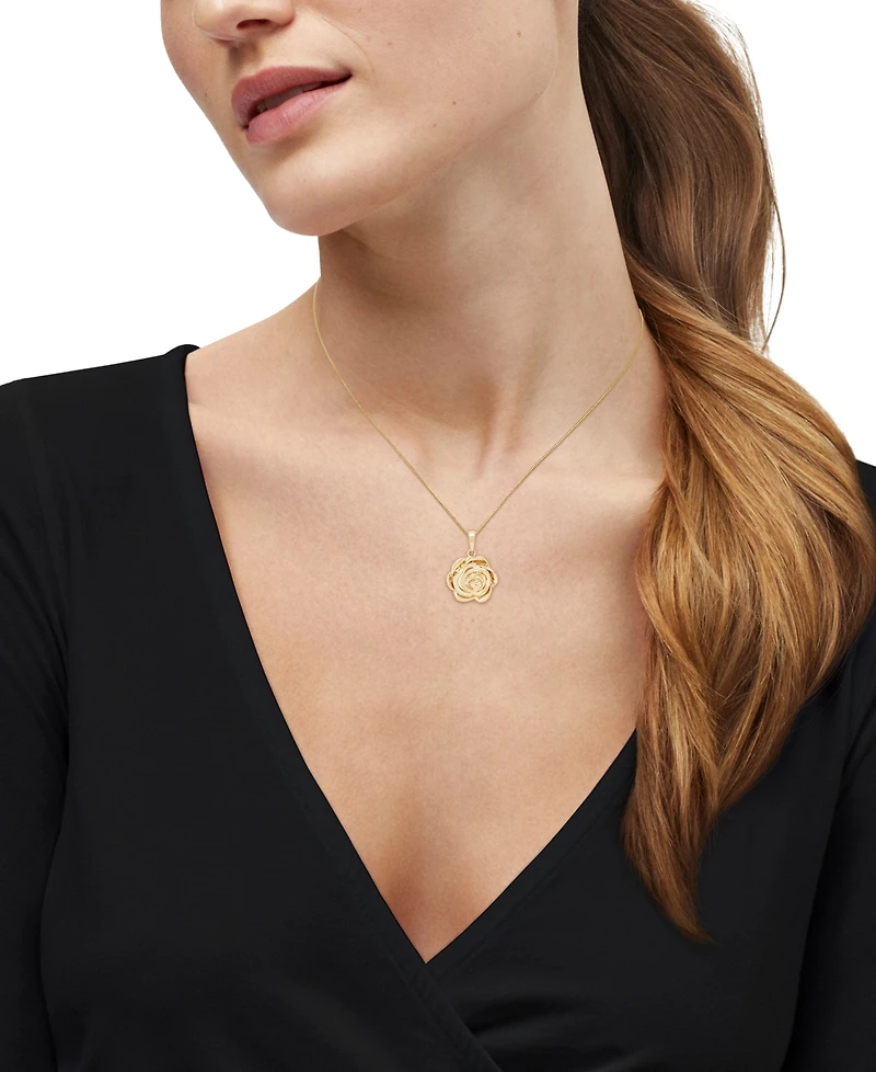 Macy's Flower Pendant Necklace in 10k Yellow Gold