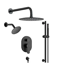 Everstein Pressure Balanced Shower System 10 Inch Rainfall Dual Showerheads With Handheld Shower Brushed