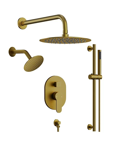 Everstein Pressure-Balanced Shower System 10 inch Rainfall DualShowerheads with Handheld Brushed