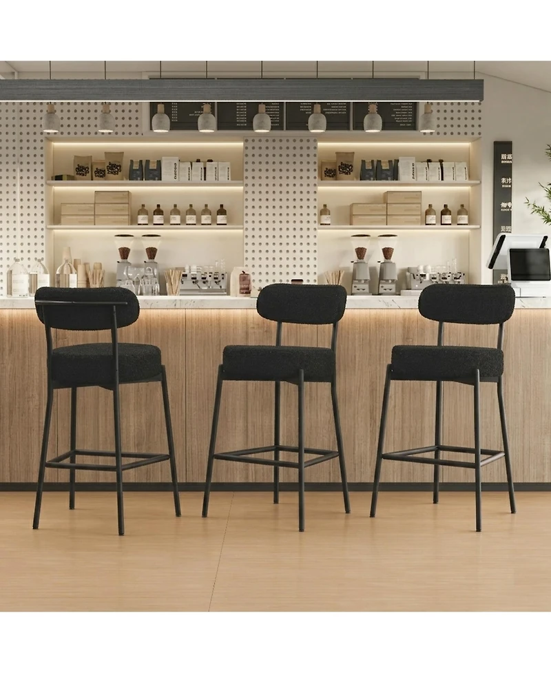 Dyhome 30" Bar Stools Set of 3, Counter Height Chairs with Backrest and Footrest