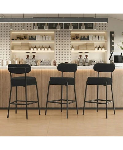 Dyhome 30" Bar Stools Set of 3, Counter Height Chairs with Backrest and Footrest