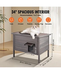 Vevor Outdoor Cat House Wooden Feral Cat Shelter with Roof and Pvc Door Flaps