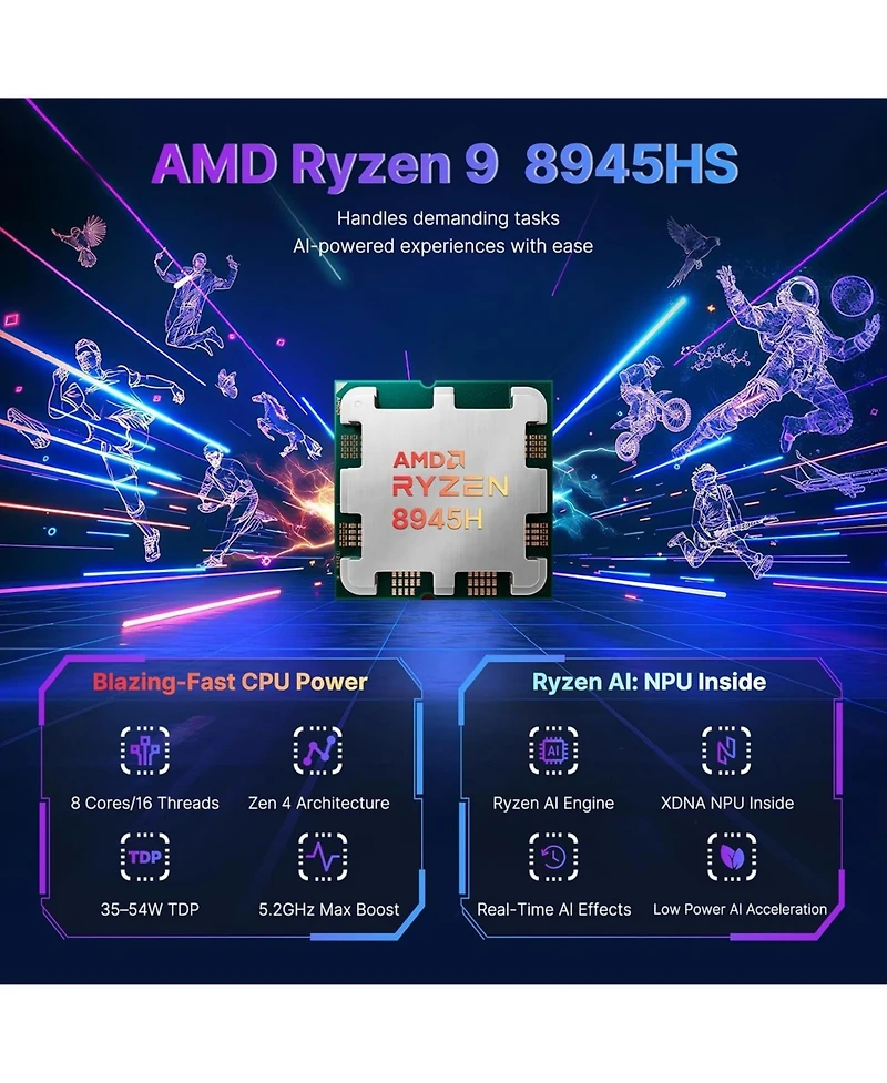Nimo 17.3" Gaming Laptop,Amd Ryzen 9 8945HS,32GB DDR5 Ram,1TB Ssd, Radeon 780M Graphics,Fingerprint,Ai-Powered Business and Pc,Win 11