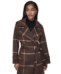 Dkny Womens Notch Collar Belted Wrap Coat