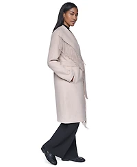Dkny Women's Double Faced Fringe Wrap Coat