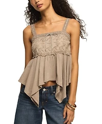 Lucky Brand Women's Eyelet Yoke Square Neck Tank Top