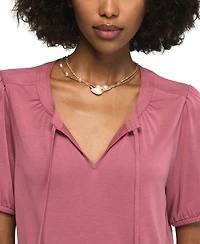 Lucky Brand Women's Sandwash Tie-Front Shirred Top