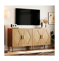 homfan Buffet Cabinet with Rattan Doors Sideboard Storage for Living Room, Dining Room, Entryway