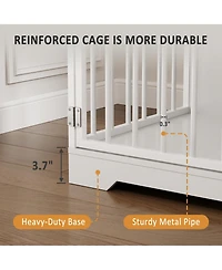 gaomon 48 Inch Dog Crate Furniture with Bowl and Drawers, Farmhouse Medium Small Dog Kennel, Storage Crate Table for Dogs for Living Room