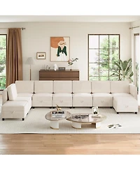 gaomon Oversized Modular Sectional Sofa, Convertible 9 Seater Sofa with Storage Seats, Upholstered Sleeper Couch for Living Room, and Apartments