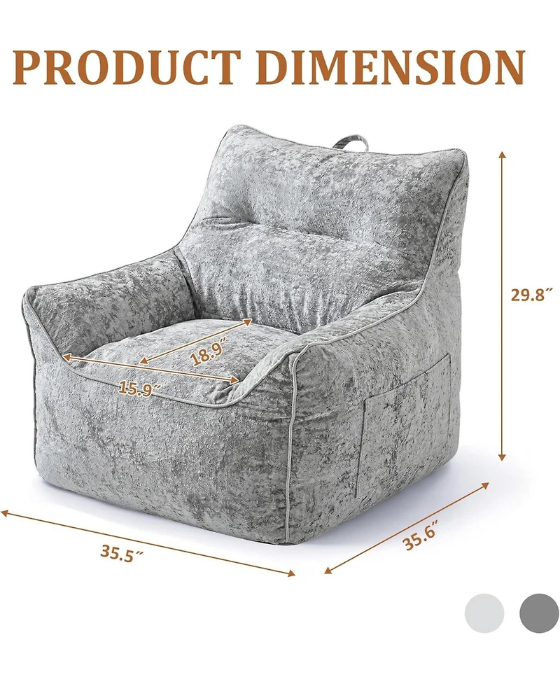 gaomon Bean Bag Chair for Adults and Kids, Cozy Sofa with Armrests, Chenille Comfy BeanBag Chairs Shredded Foam
