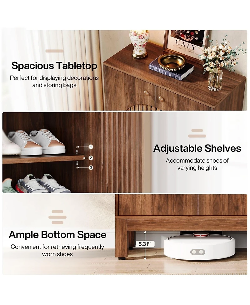 Slickblue Modern Shoe Rack Organizer with Doors Holds Up to 20 Pairs