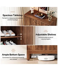 Slickblue Modern Shoe Rack Organizer with Doors Holds Up to 20 Pairs