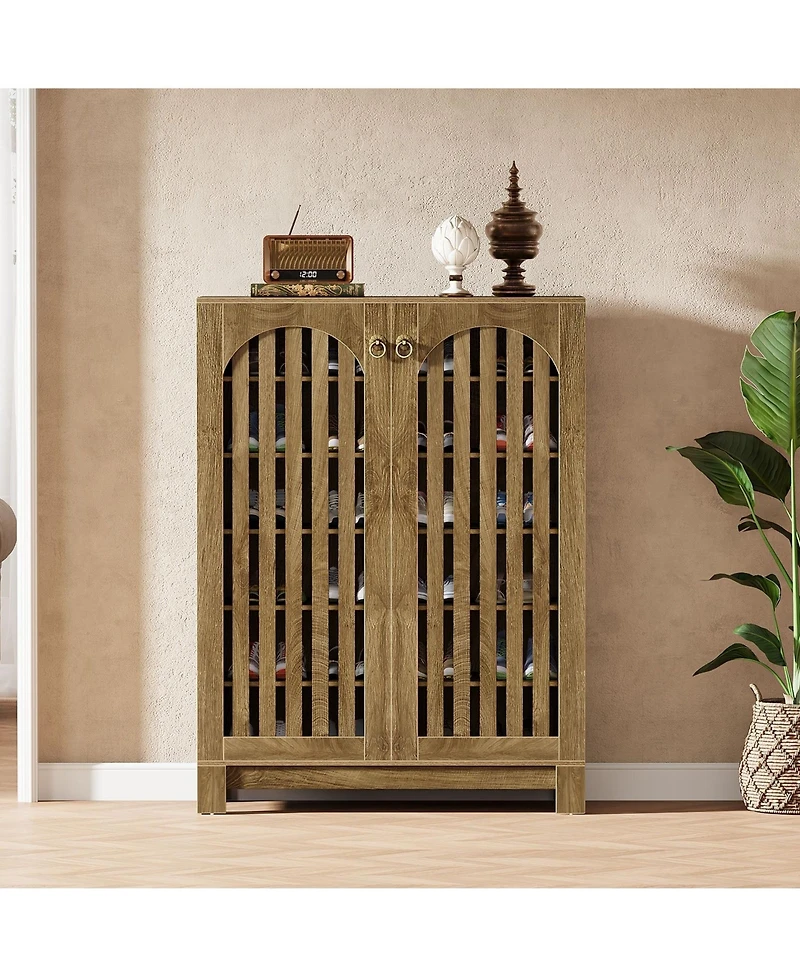 Slickblue Modern Shoe Cabinet with 6 Tier Storage Shelves and Doors