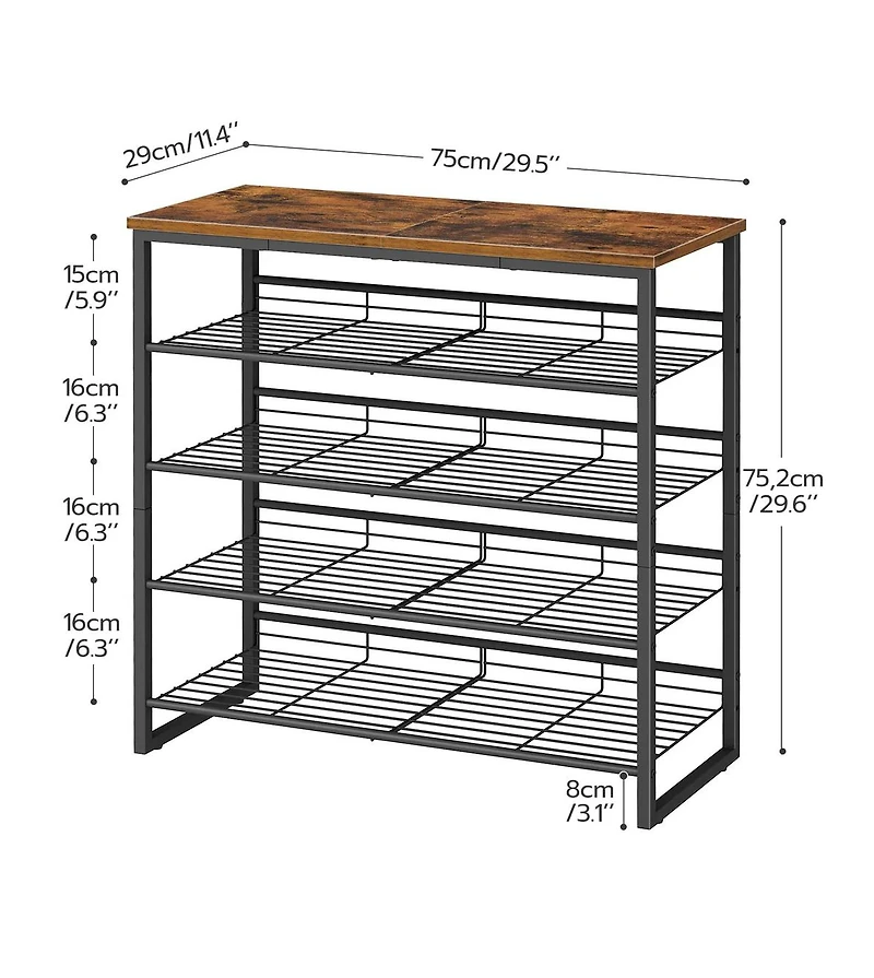 Slickblue Entryway 5-Tier Adjustable Shoe Rack Holds 16-20 Pairs