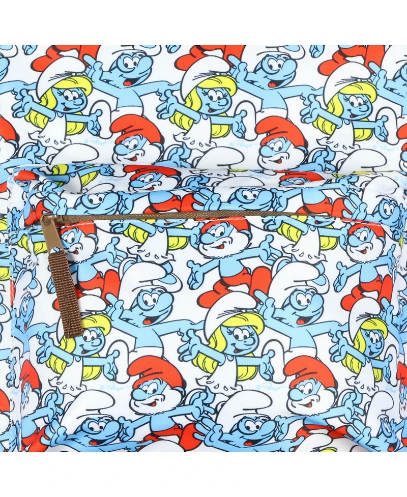 The Smurfs Backpack Papa Smurfette Brainy Smurf All Over Print School Book Bag