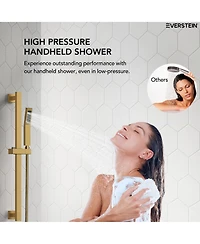 Everstein Pressure Balanced Complete Shower System 10" Rain Head with Handheld Spray Slide Bar Brushed