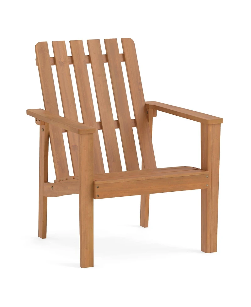 Gymax Adirondack Chair Acacia Wood Outdoor Patio Chair with Slatted Backrest and Seat