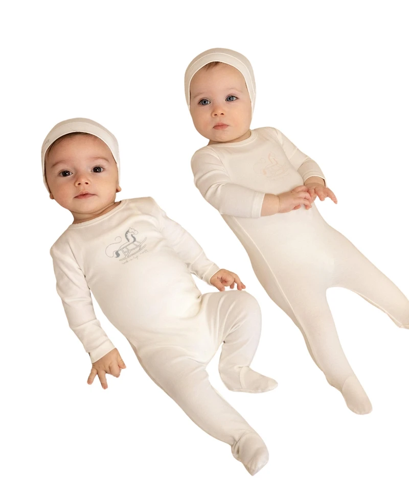 NoggiWear Baby Boys ( 1M to 9 M ) Rocking Horse Footie And Beanie Set