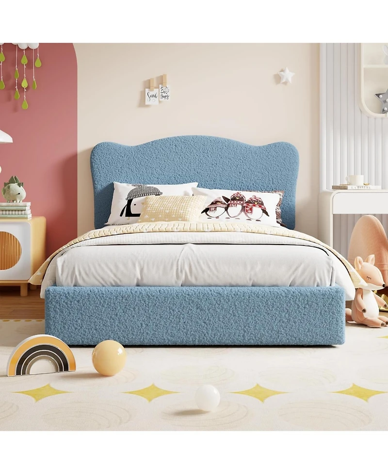 gaomon Upholstered Full Size Bed Frame for Kids with 2 Drawers, Velvet Twin Bed for Girls, Boys, Sturdy Platform Bed, No Box Spring Needed, Noise Free