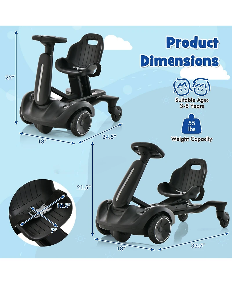 Slickblue Kid's Electric Drift Car 6V with 360° Spin and Adjustable Heights