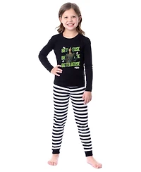 Beetlejuice 2 Girls' (4-14) Astrid Deetz Betelgeuse Striped Pajama Set For Kids Long Sleeve Pants