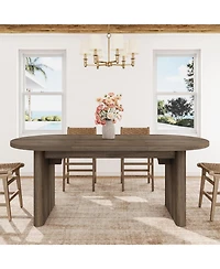 gaomon Oval Dining Table for 4-8, Double Pedestal Wood Base, Modern Farmhouse