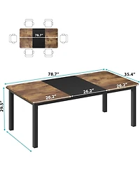 gaomon 78.7" Dining Table for 6-8, Industrial Farmhouse Kitchen Table with Metal Legs